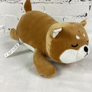 Woow Dog Plush Stuffed Animal Brown White 12" Sleeping Closed Eyes Soft Squishy